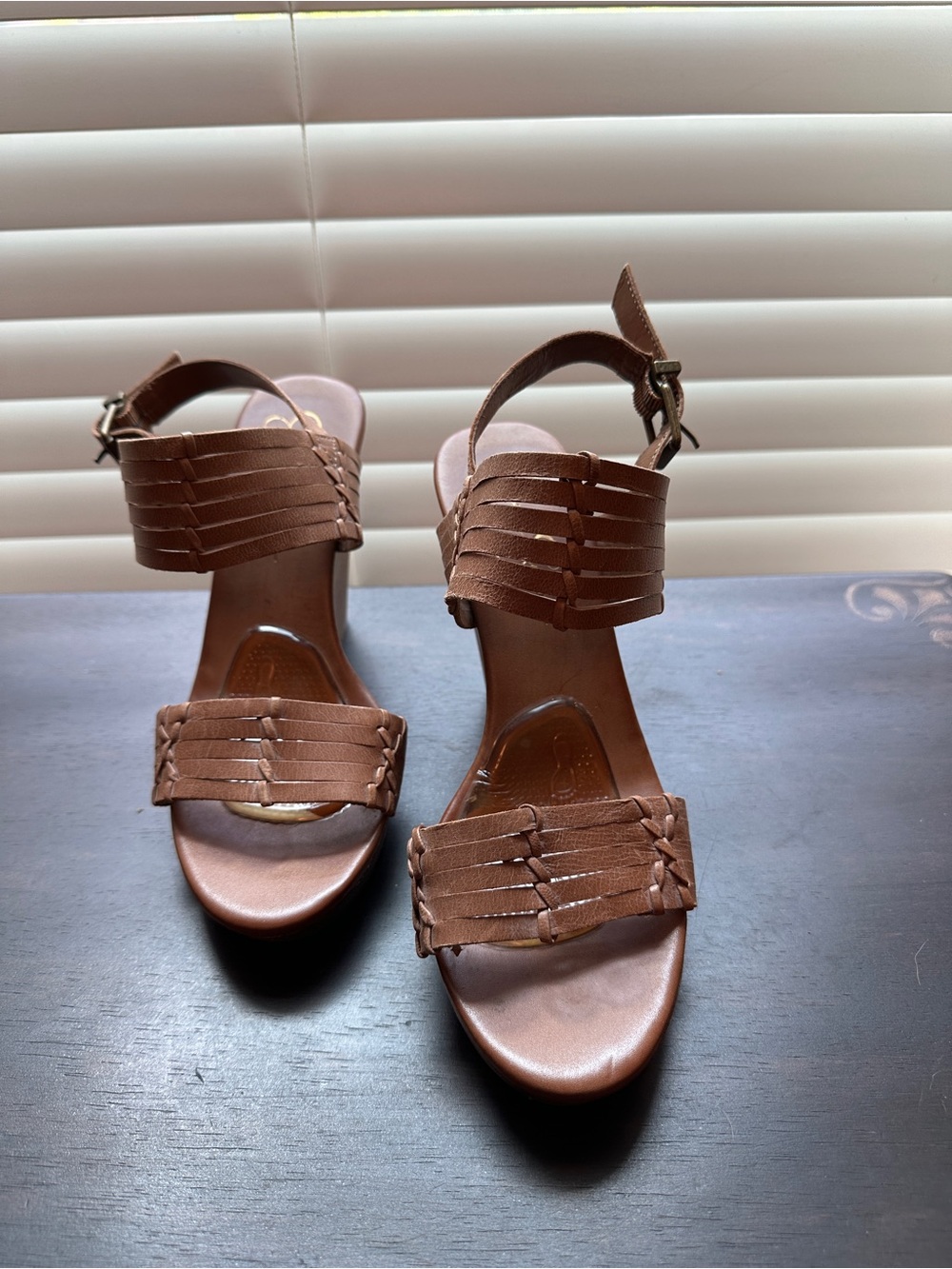 Woven Strap Tan Wedge Sandals - Size 9 Women’s - Picture 3 of 9